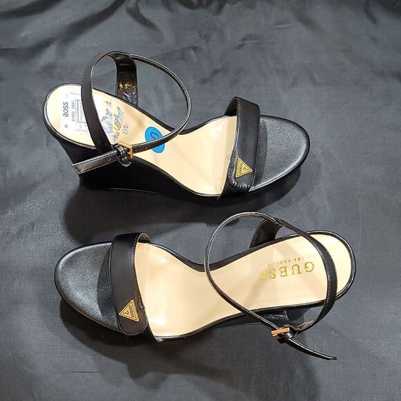 BRAND NEW GUESS GOLD LOGO PLATFORM HIGH WEDGE SANDAL - Picture 7 of 14